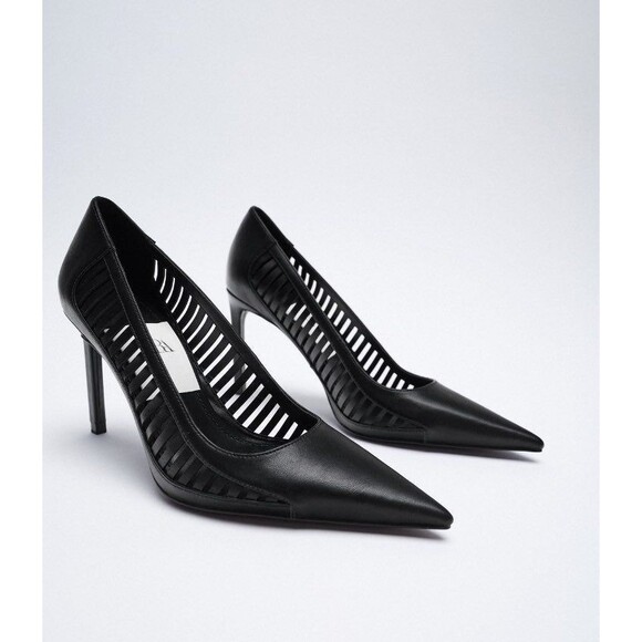 ZARA CUT OUT STILETTO HEELS BLACK SIZE 7.5 - Picture 2 of 7